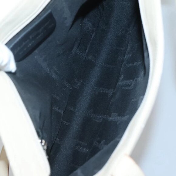 Salvatore Ferragamo Shoulder Bag Canvas Beige Silver Auth bs25144 - Picture 11 of 16